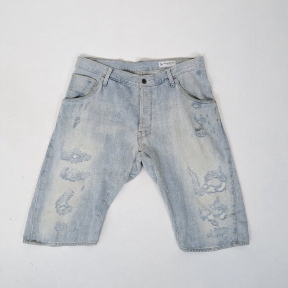 GStar Raw Restored Denim Shorts Light Wash Blue Mid Rise Fitted - Picture 8 of 8